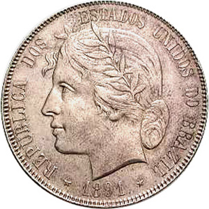 Anverso de 2 mil-réis (1891-1897) - 1889-1922 República