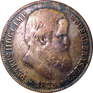 Anverso de 40 réis (1873-1880) - 1868-1889 3º. Sistema Monetário - Bronze e Níquel