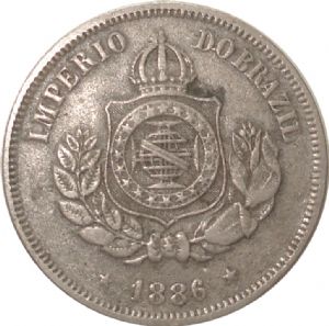 Anverso de 50 réis (1886-1888) - 1868-1889 3º. Sistema Monetário - Bronze e Níquel