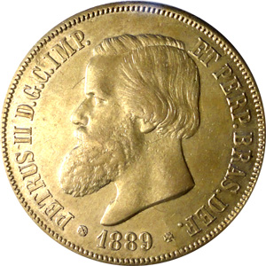 Anverso de 2 mil-réis (1886-1889) - 1876-1889 3º. Sistema Monetário, 4º. Tipo - Prata