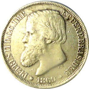 Anverso de 200 réis (1867-1869) - 1867-1876 3º. Sistema Monetário, 3º. Tipo - Prata
