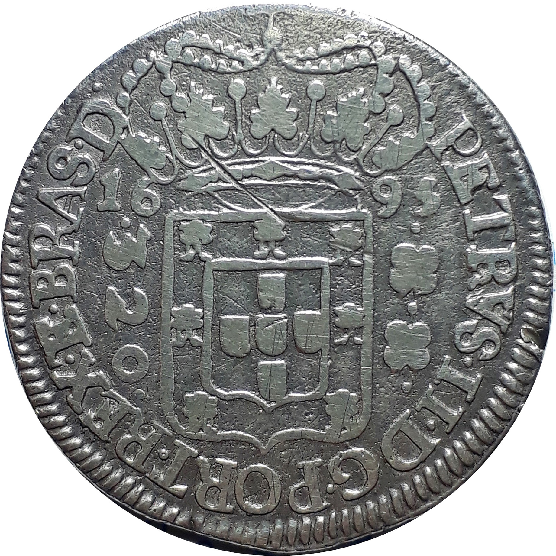 Anverso R 320-Pataca da Bahia - coroa larga, esfera oval