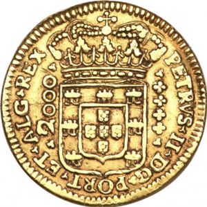 Anverso R 2$000-Letra monetária R. Portugal e Algarves