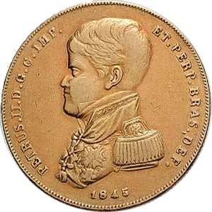 Anverso de 10 mil-réis (1841-1848) - 1840-1848 D. Pedro II almirante - Ouro