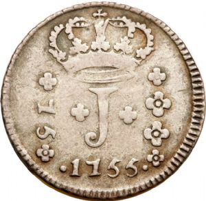 Anverso de moeda da série 1754-1770 Jotas, Casa da Moeda do Rio, 1º. tipo - Prata