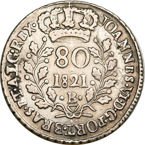 Anverso de moeda da série 1819-1822 Patacas, Casa da Moeda da Bahia - Prata