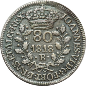 Anverso de 80 réis (1818-1818) - 1818-1822 Patacas, Casa da Moeda do Rio - Prata
