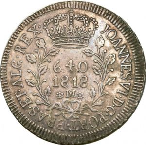 Anverso de 640 réis (1818) - 1818-1822 Patacas, Casa da Moeda de Vila Rica - Prata