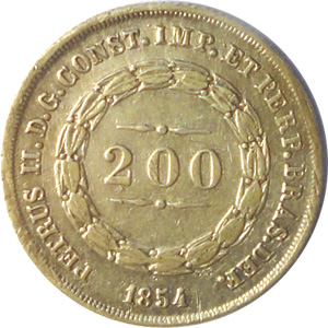 Anverso de moeda da série 1853-1867 3º. Sistema Monetário, 2º. Tipo - Prata