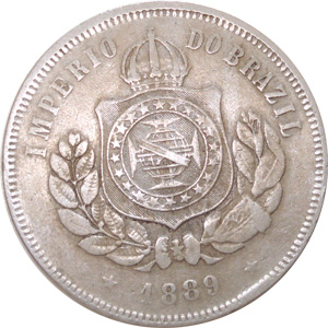 Anverso de 200 réis (1886-1889) - 1868-1889 3º. Sistema Monetário - Bronze e Níquel