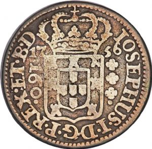 Anverso de 160 réis (1756) - 1752-1776 Casa da Moeda de Lisboa - Prata
