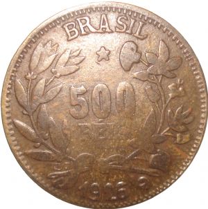 Anverso de 500 réis (1926-1929) - 1924-1934 Reflexo da inflação