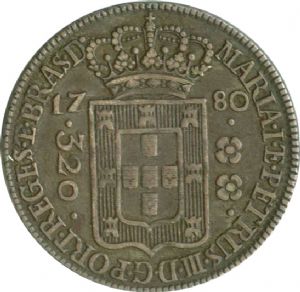 Anverso R 0$320-2º. tipo, Coroa Alta, Florões verticais e oblíquos