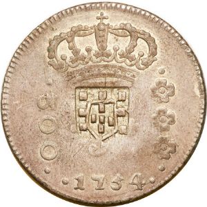 Anverso de 300 réis (1754-1764) - 1754-1770 Jotas, Casa da Moeda do Rio, 1º. tipo - Prata