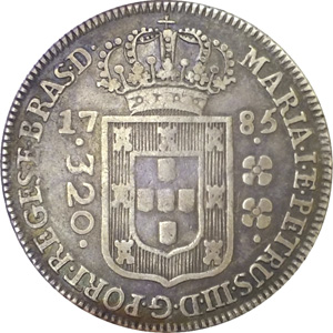 Anverso R 0$320-1º. tipo, Coroa Baixa, Florões verticais