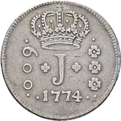 Anverso de 600 réis (1770-1774) - 1770-1774 Jotas, Casa da Moeda do Rio, 2º. tipo - Prata