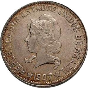 Anverso de 2 mil-réis (1907) - 1889-1930 Ensaios e Provas: Início da República