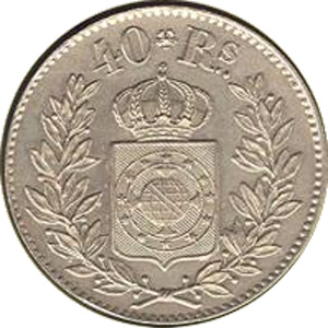 Anverso de 40 réis (1865) - 1841-1889 Ensaios e Provas: 2º. Reinado