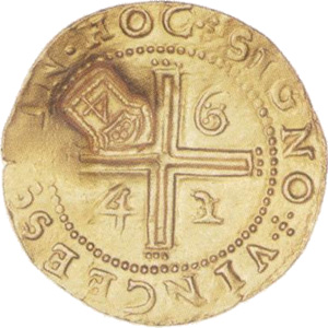 Anverso de 4.000 réis (1662) - 1662-1662 Carimbos Coroados - 1ª. série - Ouro