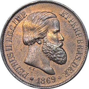 Anverso de 20 réis (1869) - 1868-1889 3º. Sistema Monetário - Bronze e Níquel