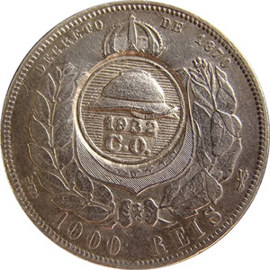 Anverso de 1 mil-réis (1935) - 1935-1935 Carimbo do Capacete - Campanha do Ouro