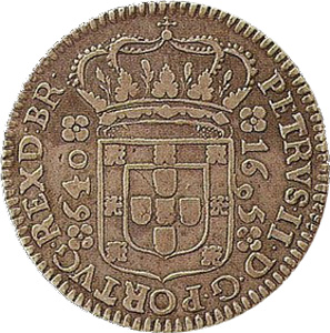 Anverso de 640 réis (1695) - 1683-1706 Ensaios e Provas: D. Pedro II de Portugal