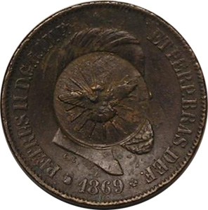 Anverso de 20 réis (1869) - 1870-1890 Carimbos Divinos