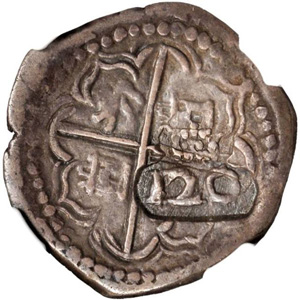 Anverso 120 réis (Carimbo 120 coroado sobre 2 reales)