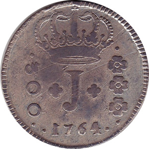 Anverso de 300 réis (1764) - 1754-1770 Jotas, Casa da Moeda do Rio, 1º. tipo - Prata