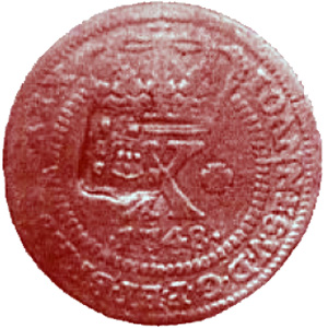 Anverso R X-Terceiro tipo PECVNIA, com escudete