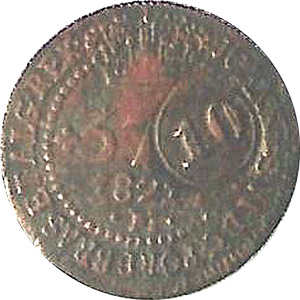 Anverso R 37 1/2-Vintém de ouro, letra monetária M, carimbo geral de 10