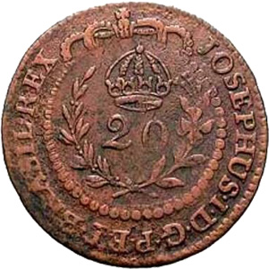 Anverso de 20 réis (1822) - 1822-1822 Carimbos Primitivos do Império - Cobre