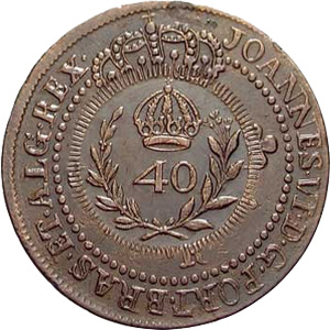 Anverso de 40 réis (1822) - 1822-1822 Carimbos Primitivos do Império - Cobre