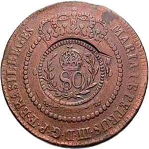 Anverso de 80 réis (1822) - 1822-1822 Carimbos Primitivos do Império - Cobre