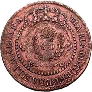 Anverso de 80 réis (1822) - 1822-1822 Carimbos Primitivos do Império - Cobre