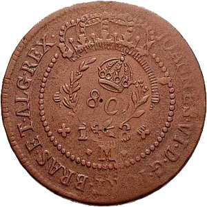 Anverso de 80 réis (1822) - 1822-1822 Carimbos Primitivos do Império - Cobre