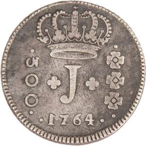 Anverso de 300 réis (1754-1764) - 1754-1770 Jotas, Casa da Moeda do Rio, 1º. tipo - Prata