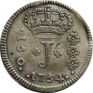 Anverso de 150 réis (1754) - 1754-1770 Jotas, Casa da Moeda do Rio, 1º. tipo - Prata