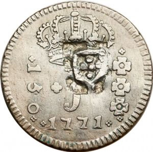 Anverso de 150 réis (1771) - 1770-1774 Jotas, Casa da Moeda do Rio, 2º. tipo - Prata