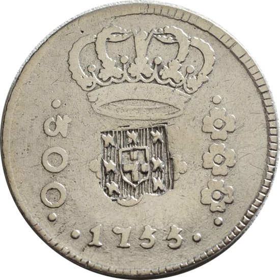 Anverso de 300 réis (1771) - 1770-1774 Jotas, Casa da Moeda do Rio, 2º. tipo - Prata