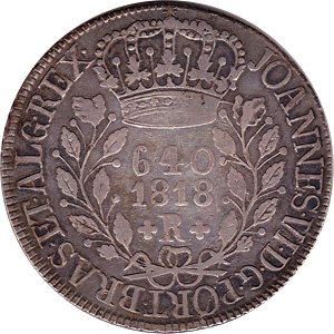 Anverso de 640 réis (1818-1821) - 1818-1822 Patacas, Casa da Moeda do Rio - Prata