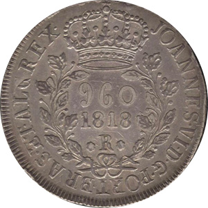 Anverso de 960 réis (1818) - 1818-1822 Patacas, Casa da Moeda do Rio - Prata
