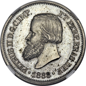 Anverso de 100 réis (1888) - 1841-1889 Ensaios e Provas: 2º. Reinado