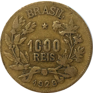 Anverso de 1 mil-réis (1929) - 1924-1934 Reflexo da inflação