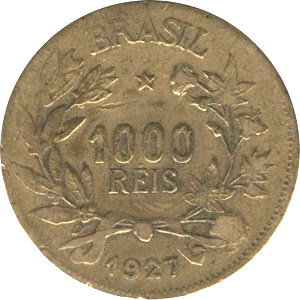 Anverso de 1 mil-réis (1927) - 1924-1934 Reflexo da inflação