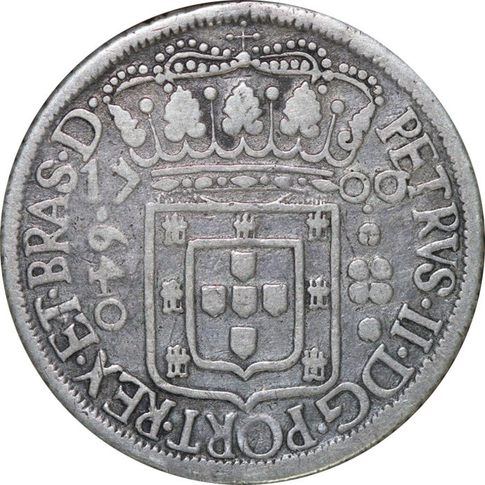 Anverso R 640-2 patacas de Pernambuco - REX ET BRAS D