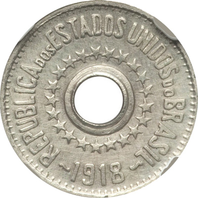 Anverso de 20 réis (1918) - 1889-1930 Ensaios e Provas: Início da República