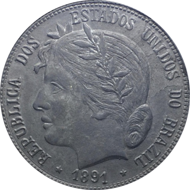 Anverso de 2 mil-réis (1891) - 1889-1930 Ensaios e Provas: Início da República