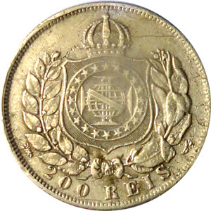 200 réis (1867-1869) - 1867-1876 3º. Sistema Monetário, 3º. Tipo - Prata