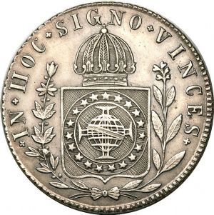 Reverso de 960 réis (1832-1834) - 1831-1834 D. Pedro II, 1º. Sistema Monetário - Prata